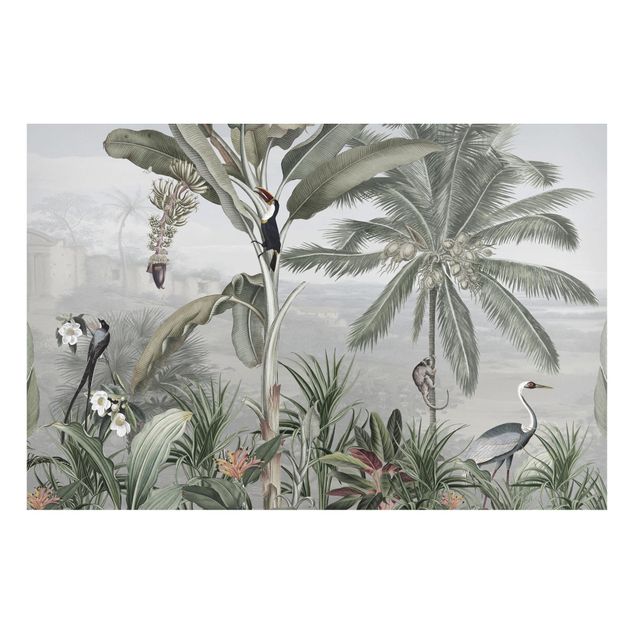 Magnettafel - Paradiesvögel im Dschungelpanorama - Memoboard Querformat