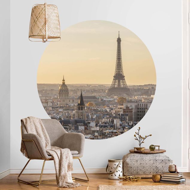 Runde Tapete selbstklebend - Paris im Morgengrauen