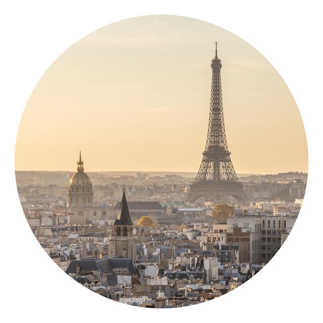 Runde Tapete selbstklebend - Paris im Morgengrauen