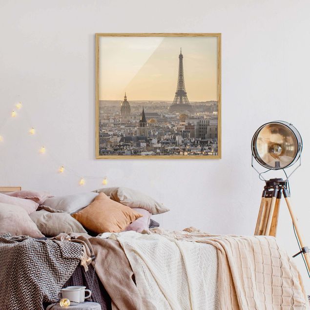 Bild mit Rahmen - Paris im Morgengrauen - Quadrat 1:1