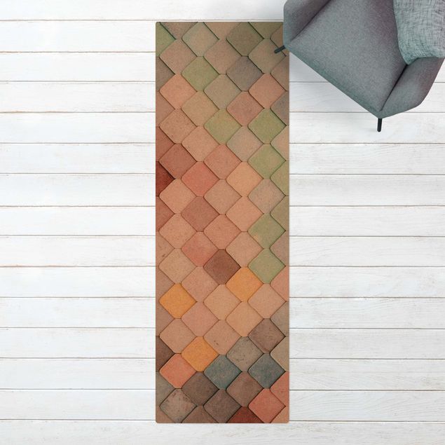 Moderner Teppich Pastellfarbene Fischschuppen aus Stein