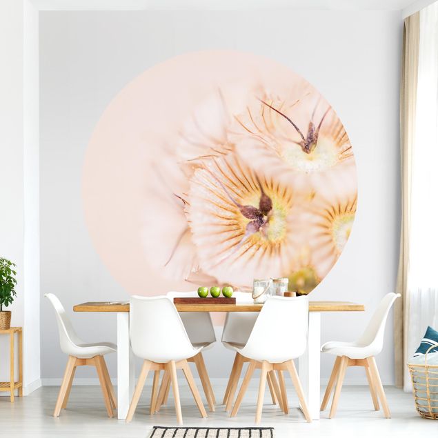 Runde Tapete selbstklebend - Pastellfarbener Blütenstrauß