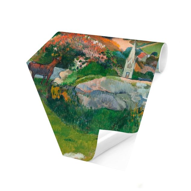 Hexagon Mustertapete selbstklebend - Paul Gauguin - Der Schweinehirt