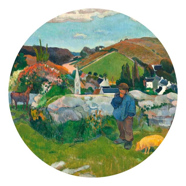 Runde Tapete selbstklebend - Paul Gauguin - Der Schweinehirt