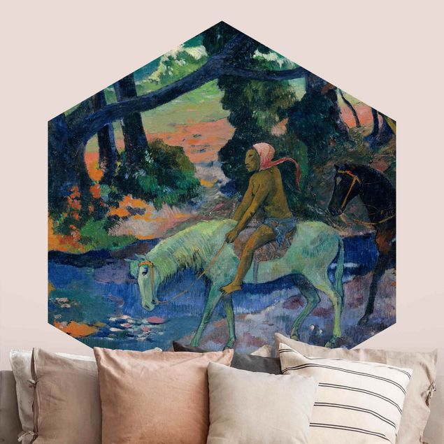 Hexagon Mustertapete selbstklebend - Paul Gauguin - Die Flucht