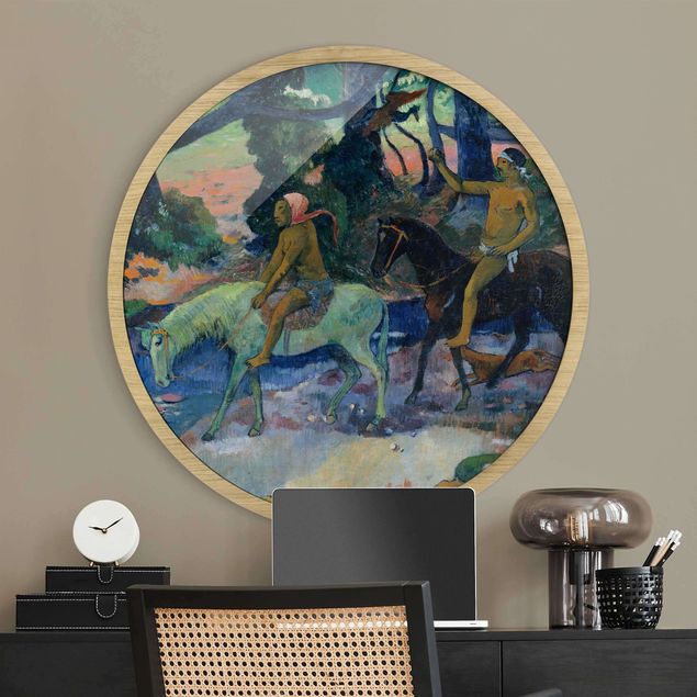 Rundes Gerahmtes Bild - Paul Gauguin - Die Flucht