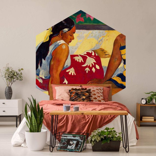 Hexagon Mustertapete selbstklebend - Paul Gauguin - Frauen von Tahiti