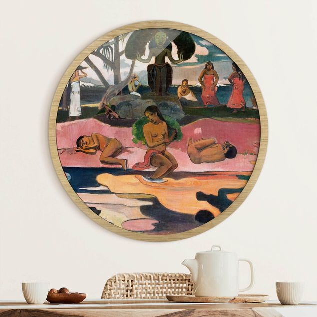 Runde Bilder mit Rahmen Paul Gauguin - Gottestag