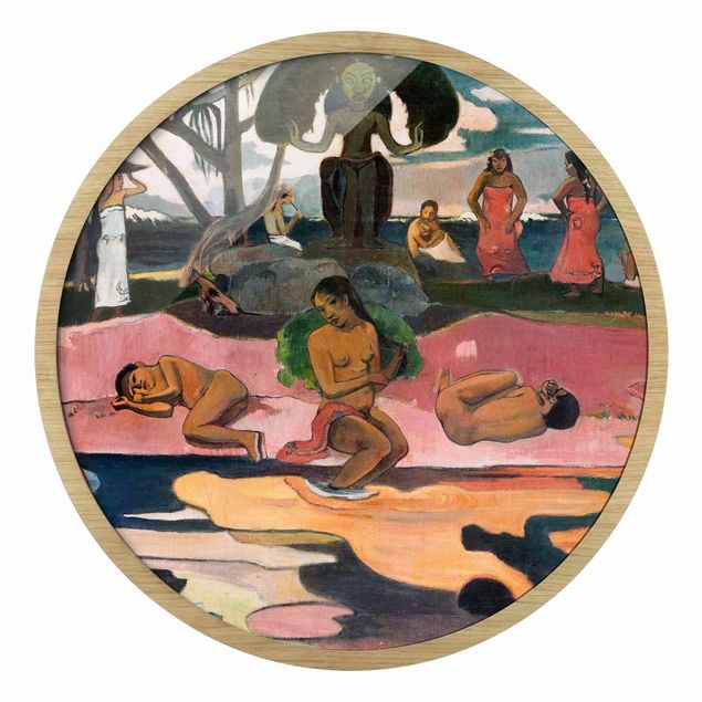 Rundes Gerahmtes Bild - Paul Gauguin - Gottestag
