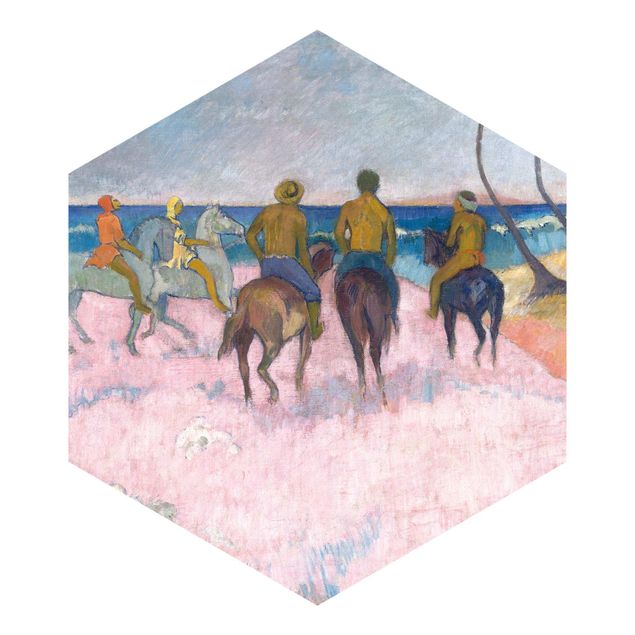 Hexagon Mustertapete selbstklebend - Paul Gauguin - Reiter am Strand