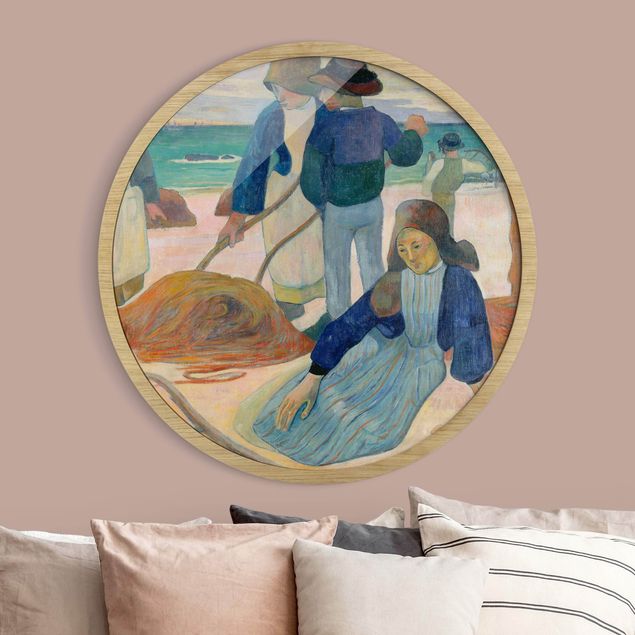Rundes Gerahmtes Bild - Paul Gauguin - Tangsammlerinnen