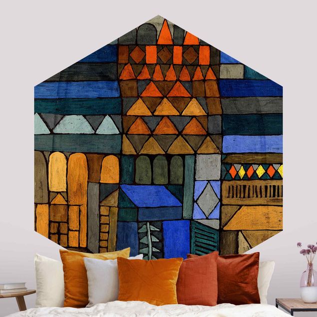 Hexagon Mustertapete selbstklebend - Paul Klee - Beginnende Kühle