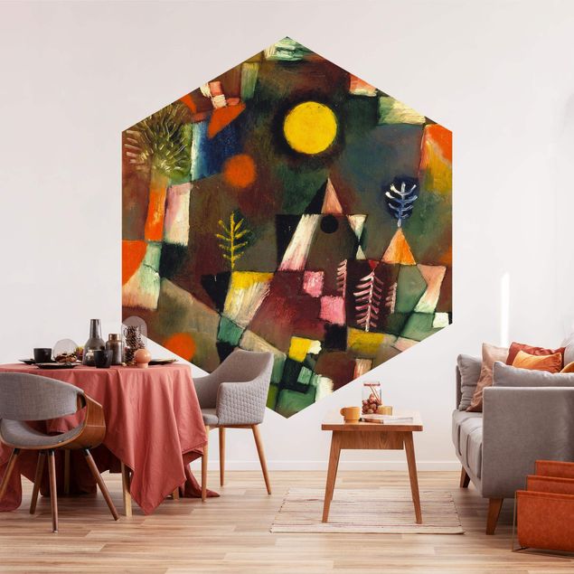 Hexagon Mustertapete selbstklebend - Paul Klee - Der Vollmond