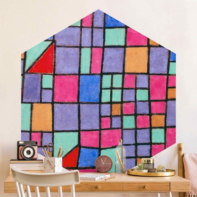 Hexagon Mustertapete selbstklebend - Paul Klee - Glas-Fassade