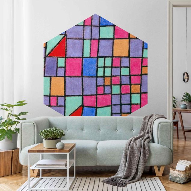Hexagon Mustertapete selbstklebend - Paul Klee - Glas-Fassade