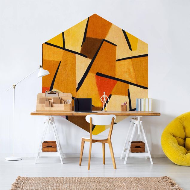 Hexagon Mustertapete selbstklebend - Paul Klee - Harmonisierter Kampf