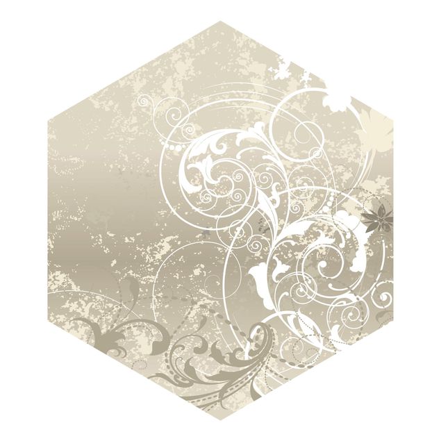 Hexagon Mustertapete selbstklebend - Perlmutt Ornament Design