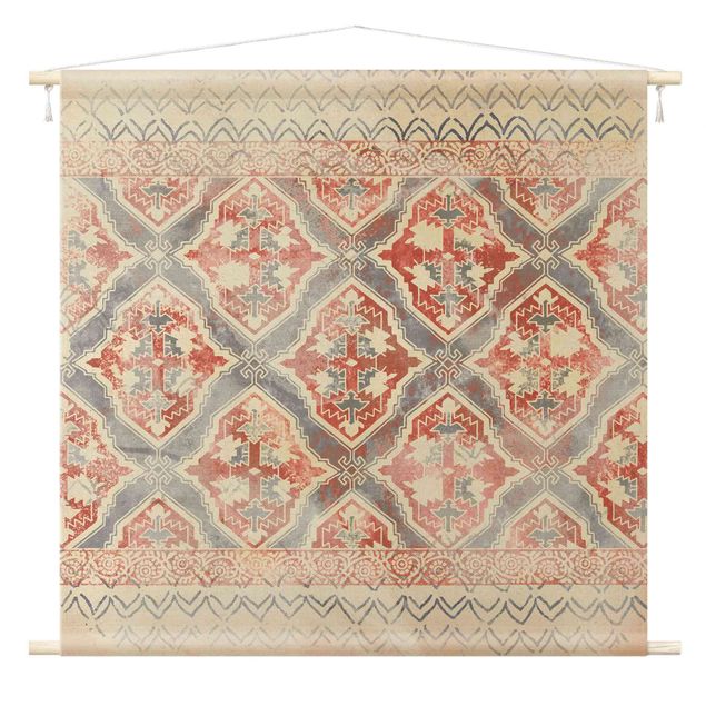 Wandbehang Vintage Persisches Vintage Muster in Indigo II