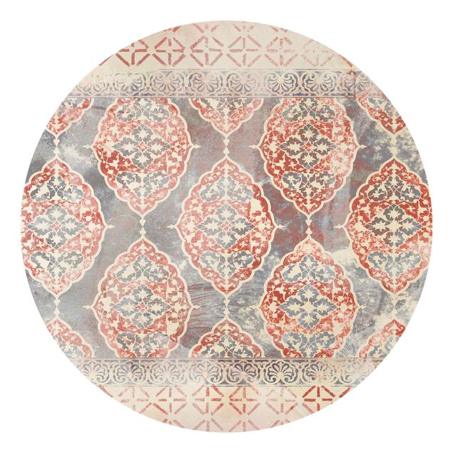 Runde Tapete selbstklebend - Persisches Vintage Muster in Indigo III