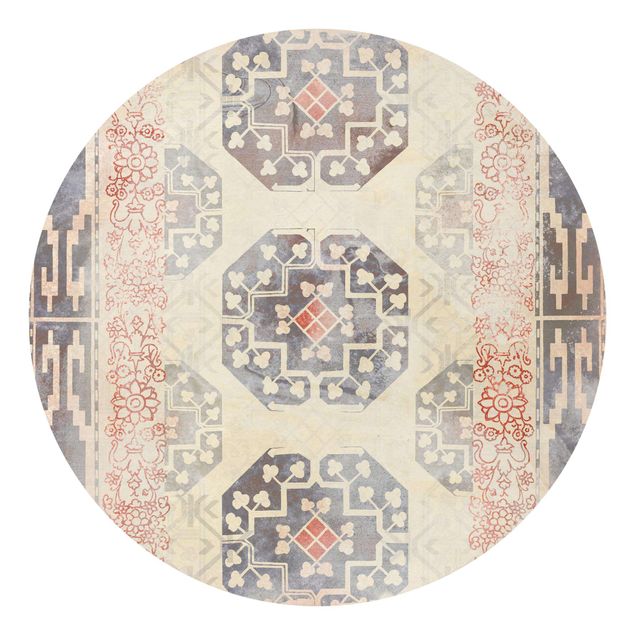 Runde Tapete selbstklebend - Persisches Vintage Muster in Indigo IV