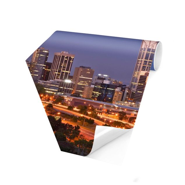 Hexagon Mustertapete selbstklebend - Perth Skyline