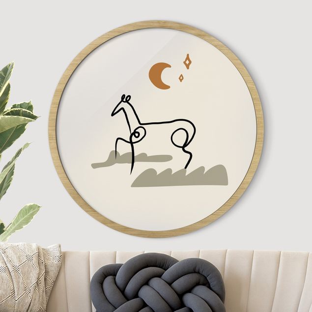 Runde Bilder mit Rahmen Picasso Interpretation - Das Pferd