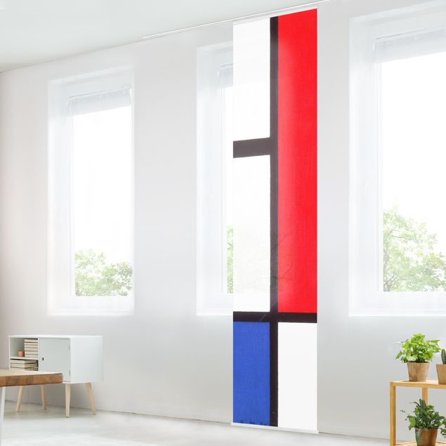 Schiebegardinen Set - Piet Mondrian - Komposition mit Rot, Blau und Gelb - Flächenvorhänge