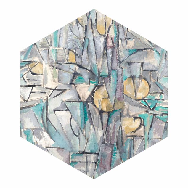 Hexagon Mustertapete selbstklebend - Piet Mondrian - Komposition X
