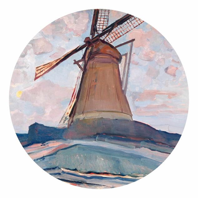 Runde Tapete selbstklebend - Piet Mondrian - Windmühle