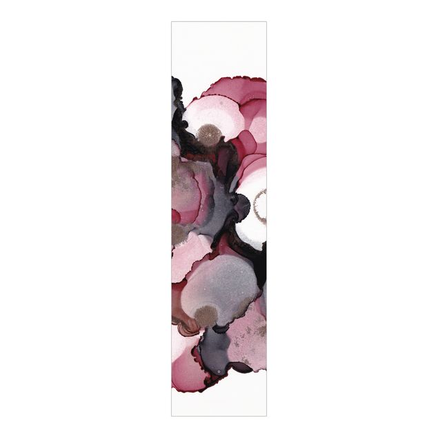 Schiebegardinen Set - Pink-Beige Tropfen mit Roségold - Flächenvorhang