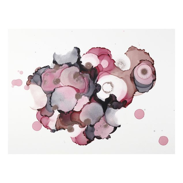 Forex Fine Art Print - Pink-Beige Tropfen mit Roségold - Querformat 4:3