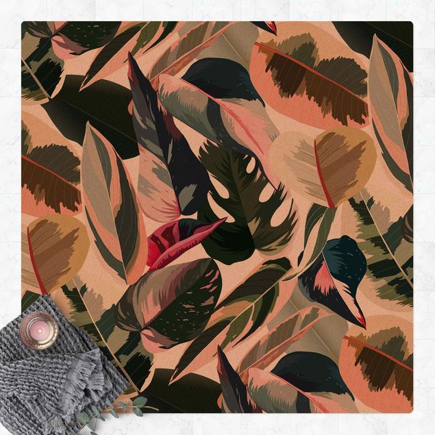 Moderne Teppiche Pinke Tropen Muster XXL