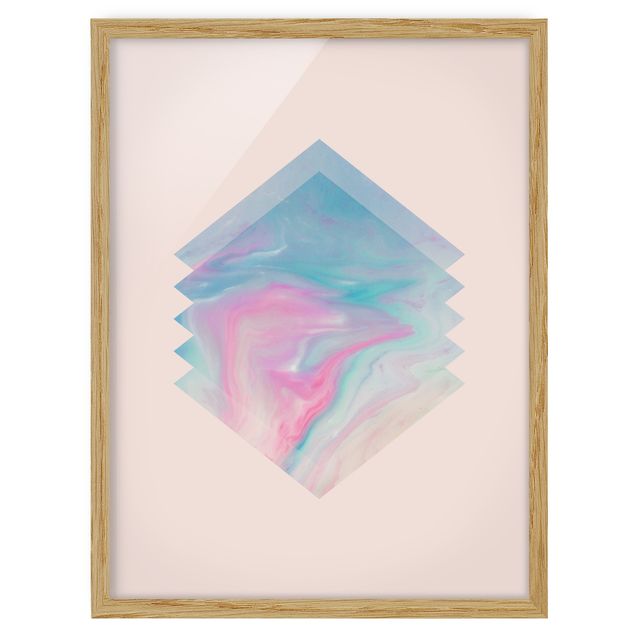 Bild mit Rahmen - Pinkes Wasser Marmor - Hochformat