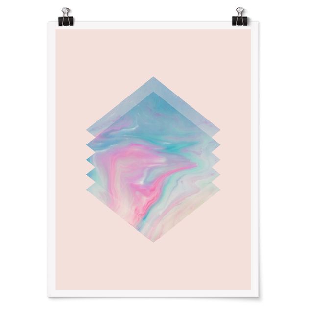 Poster - Pinkes Wasser Marmor - Hochformat 3:4