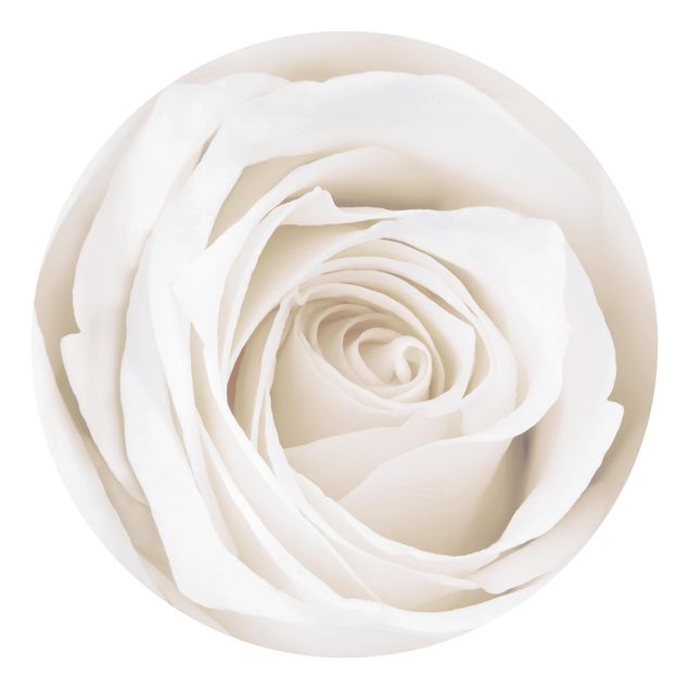 Runde Tapete selbstklebend - Pretty White Rose