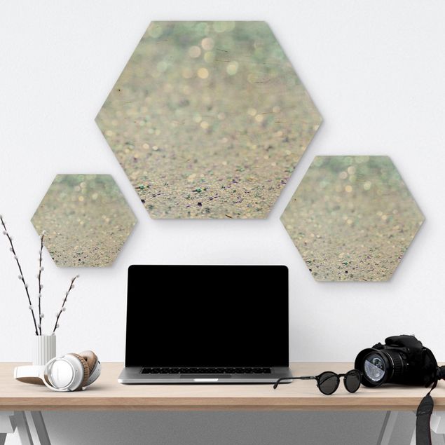 Hexagon Bild Holz - Prinzessinnen Glitzerlandschaft in Mint