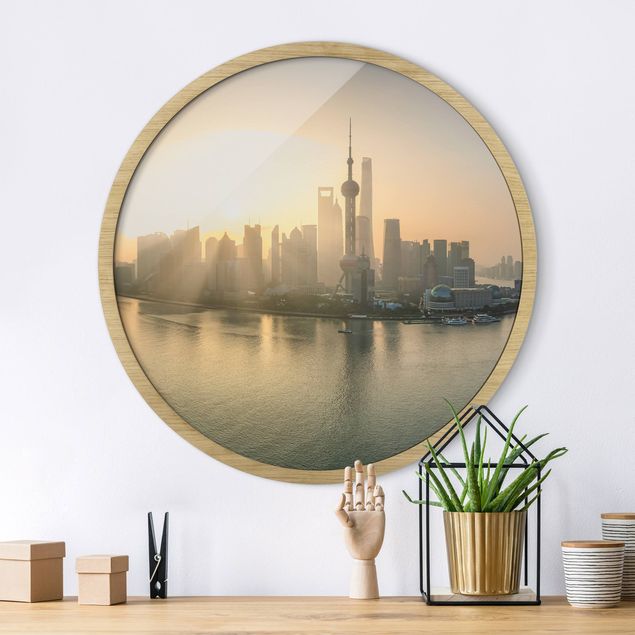 Runde Bilder mit Rahmen Pudong bei Sonnenaufgang