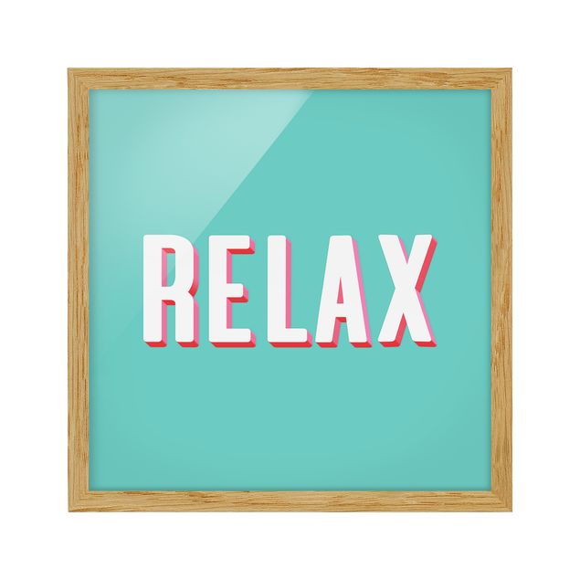 Bild mit Rahmen - Relax Typo auf Blau - Quadrat