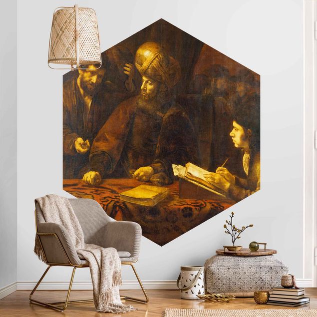 Hexagon Mustertapete selbstklebend - Rembrandt van Rijn - Gleichnis von Arbeitern