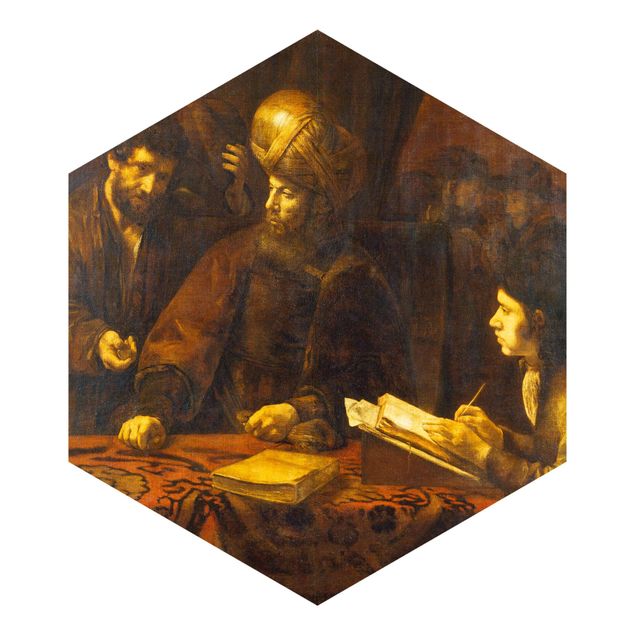 Hexagon Mustertapete selbstklebend - Rembrandt van Rijn - Gleichnis von Arbeitern