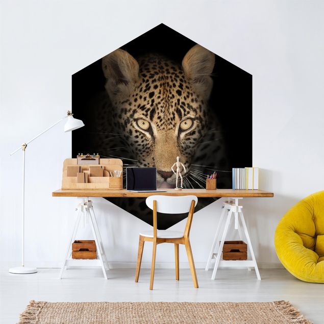 Hexagon Mustertapete selbstklebend - Resting Leopard