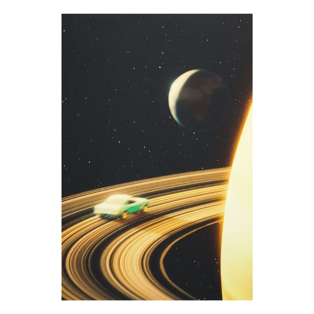 Glasbild - Retro Collage - Saturn Highway - Hochformat