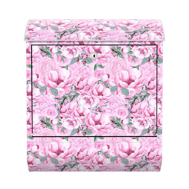 Briefkasten - Rosa Blütentraum Pastell Rosen in Aquarell