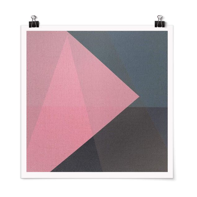 Poster - Rosa Transparenz Geometrie - Quadrat 1:1