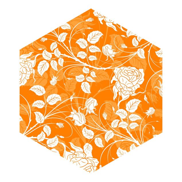 Hexagon Mustertapete selbstklebend - Rose Melody