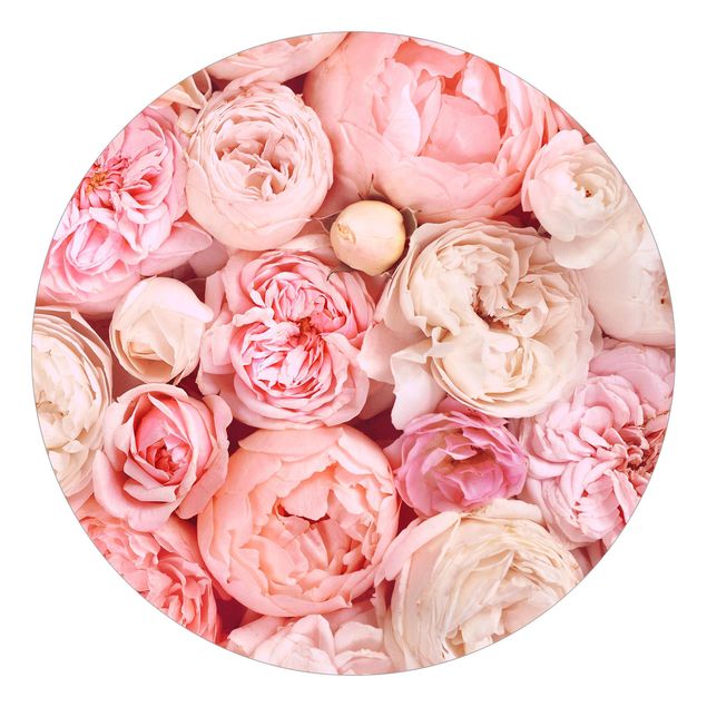 Runde Tapete selbstklebend - Rosen Rosé Koralle Shabby