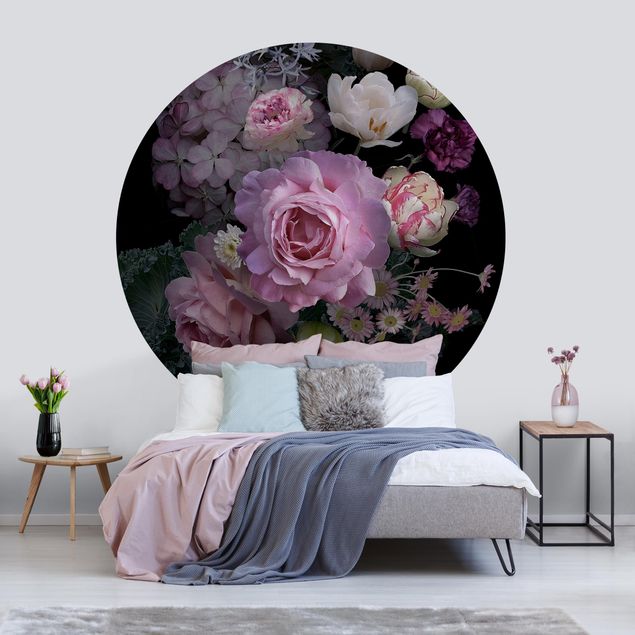 Runde Tapete selbstklebend - Rosentraum Bouquet