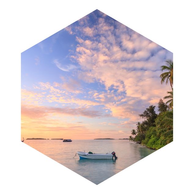 Hexagon Fototapete selbstklebend - Ruhendes Meer