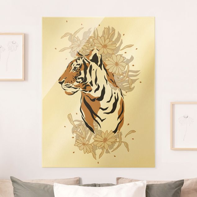 Glas Magnetboard Safari Tiere - Portrait Tiger