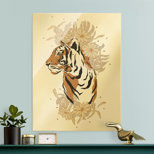 Glasbild - Safari Tiere - Portrait Tiger - Hochformat 3:4